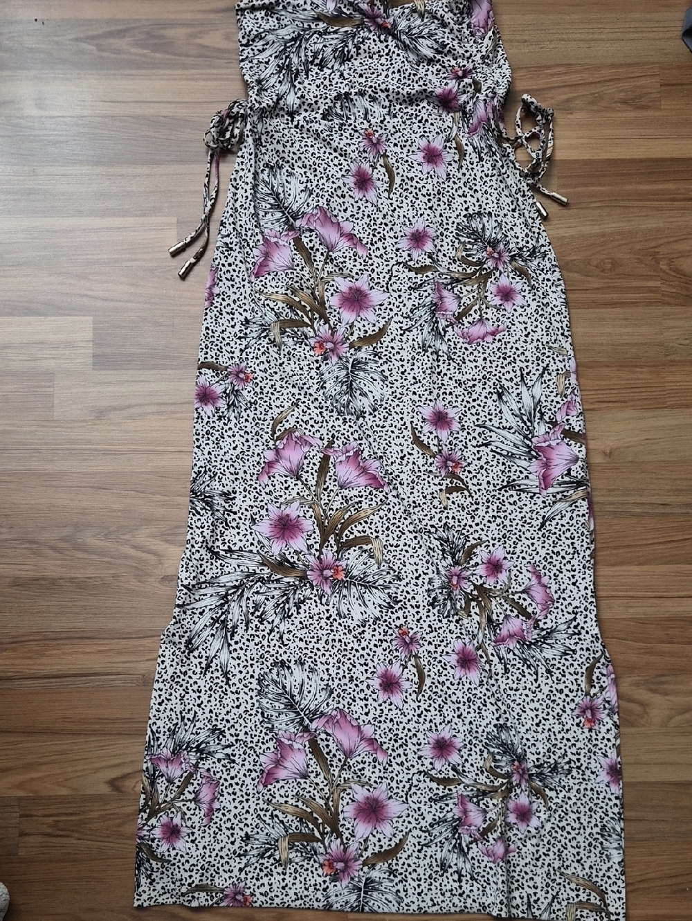 White House Black Market Floral Convertible Maxi Dress/Skirt Pink, Black, Brown